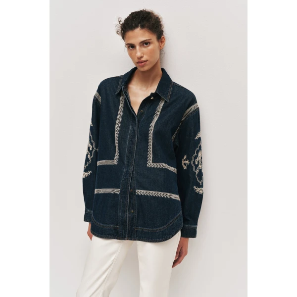 Aje Lotus Denim Shirt, view 4