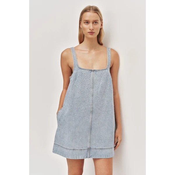 Aje Lucina Stud Denim Mini Dress, view 4