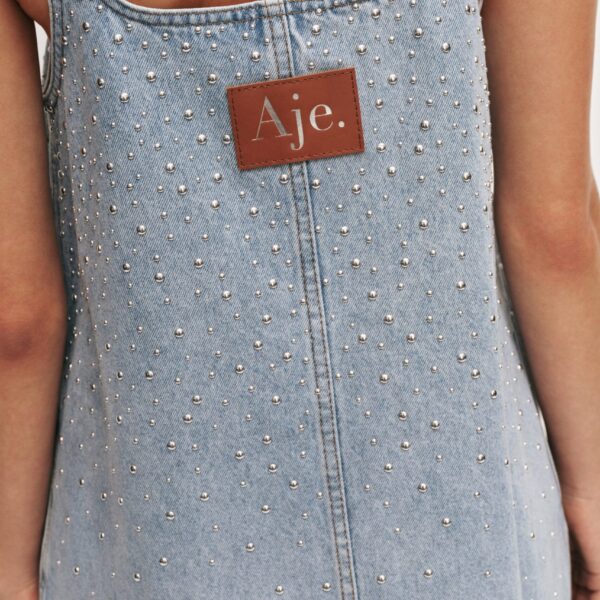 Aje Lucina Stud Denim Mini Dress, view 6