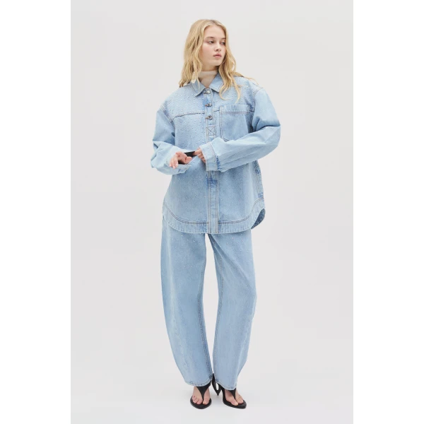 Aje Lucina Stud Denim Shirt, view 2