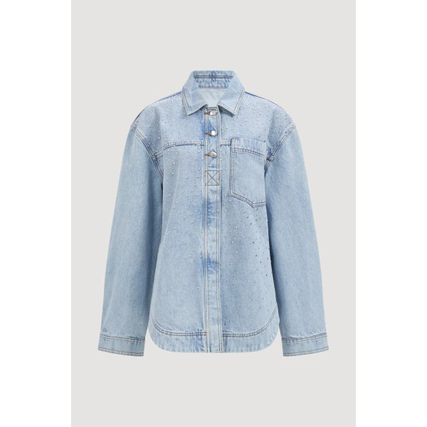 Aje Lucina Stud Denim Shirt, view 3