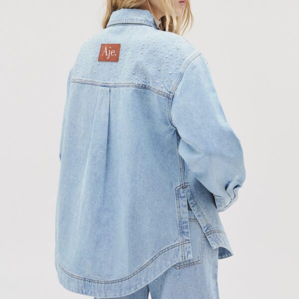 Aje Lucina Stud Denim Shirt, view 4