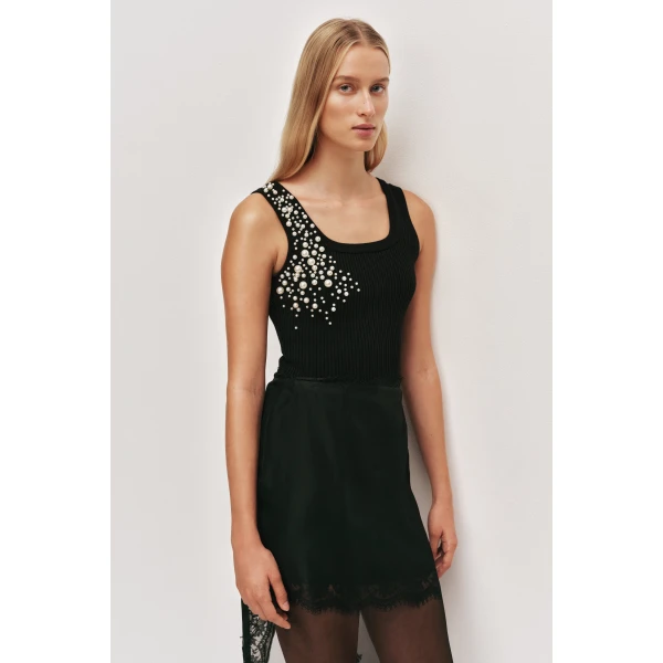 Aje Marlene Pearl Knit Tank, view 4