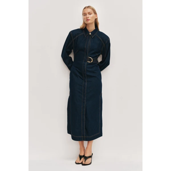 Aje Seren Denim Midi Dress, view 2