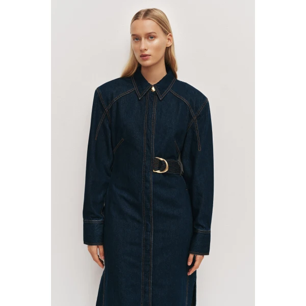 Aje Seren Denim Midi Dress, view 4