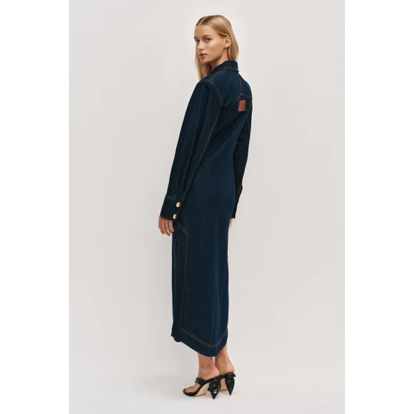 Aje Seren Denim Midi Dress, view 6