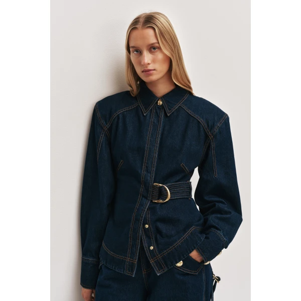 Aje Seren Denim Shirt, view 4