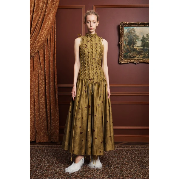 Alemais Astro Gown Olive, view 2