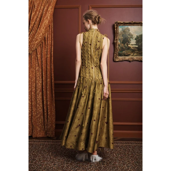 Alemais Astro Gown Olive, view 4