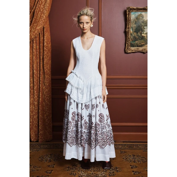 Alemais Bobby V-Neck Embroidered Midi Dress, view 2