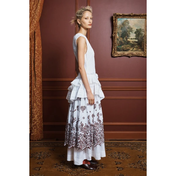 Alemais Bobby V-Neck Embroidered Midi Dress, view 3