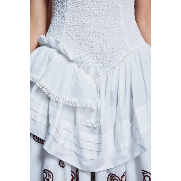 Alemais Bobby V-Neck Embroidered Midi Dress, view 5
