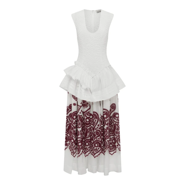 Alemais Bobby V-Neck Embroidered Midi Dress