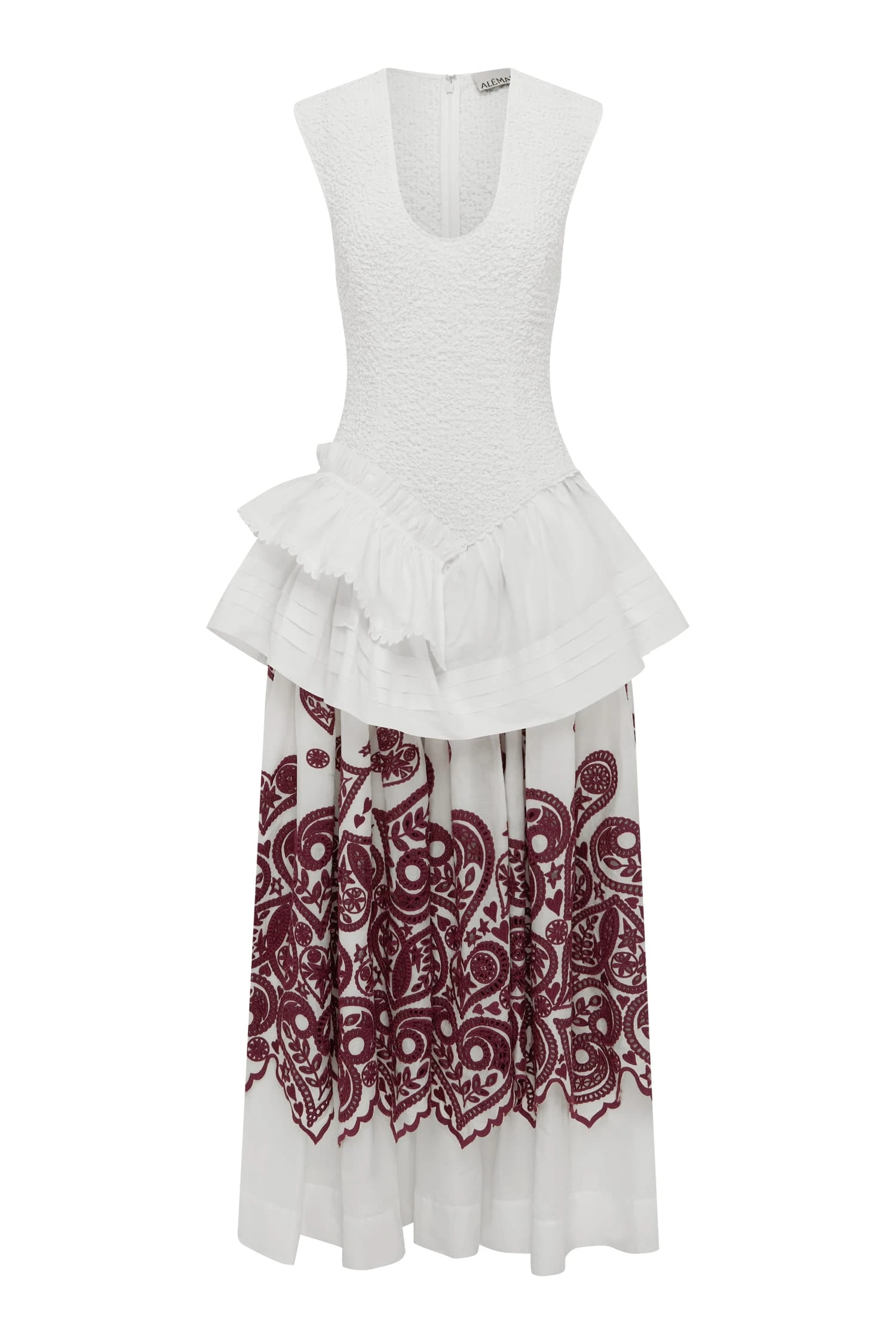 Alemais Bobby V-Neck Embroidered Midi Dress
