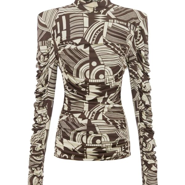 Alemais Lori Ruched Top  Sustainable Tops with Alémais print -  Luxury Handbags Australian Designer