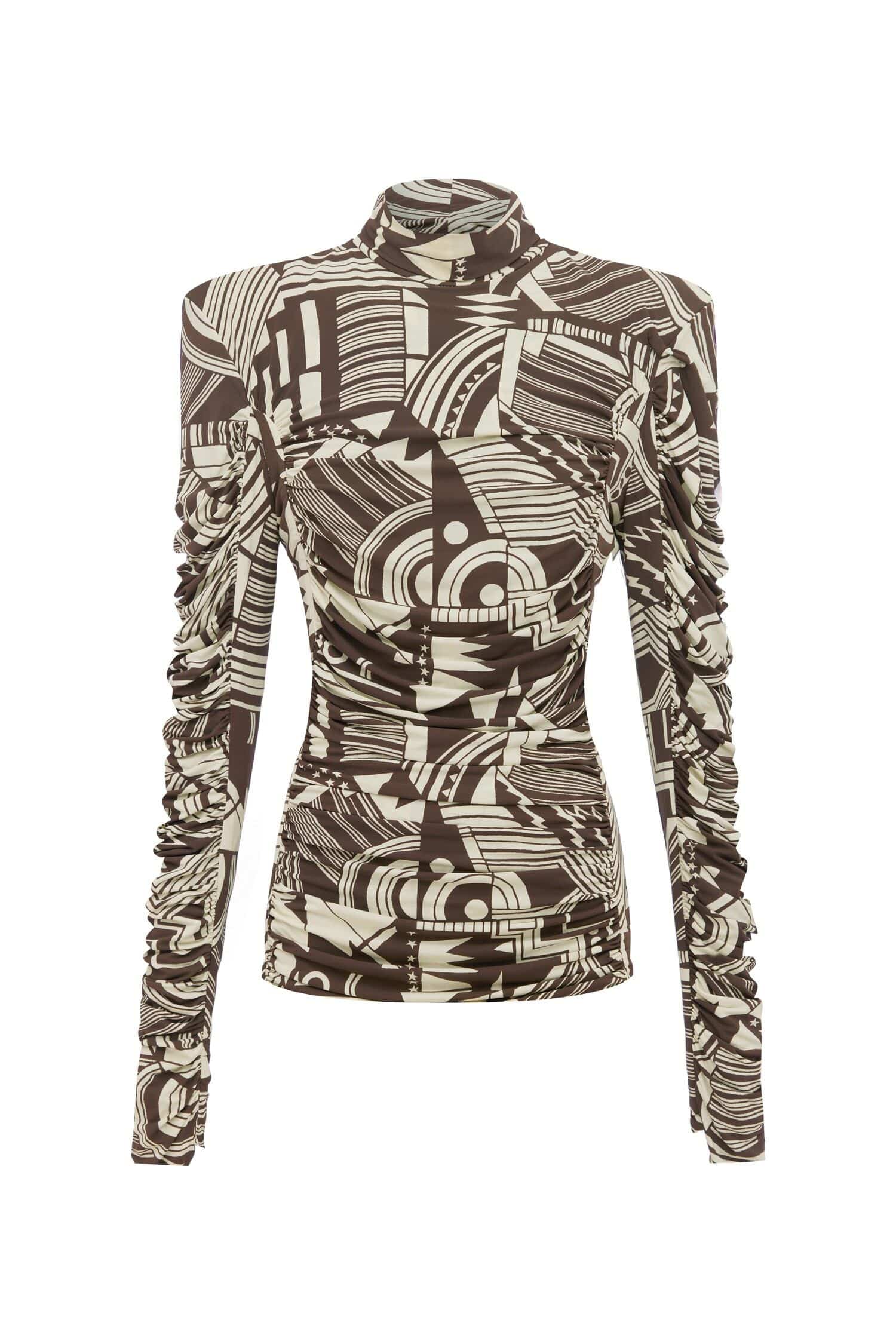 Alemais Lori Ruched Top  Sustainable Tops with Alémais print -  Luxury Handbags Australian Designer