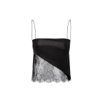 Alex Perry Camisole Top in Leather & Lace, Black