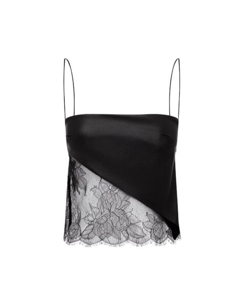 alex perry leather & lace top