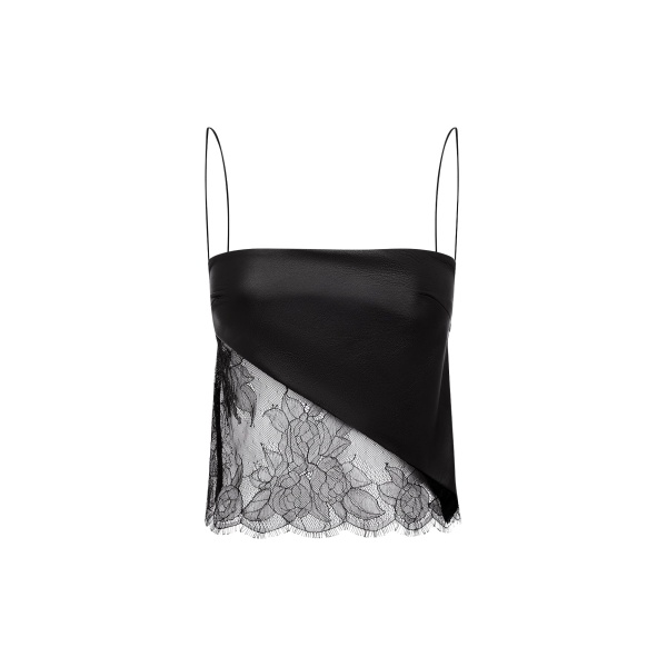 alex perry leather & lace top