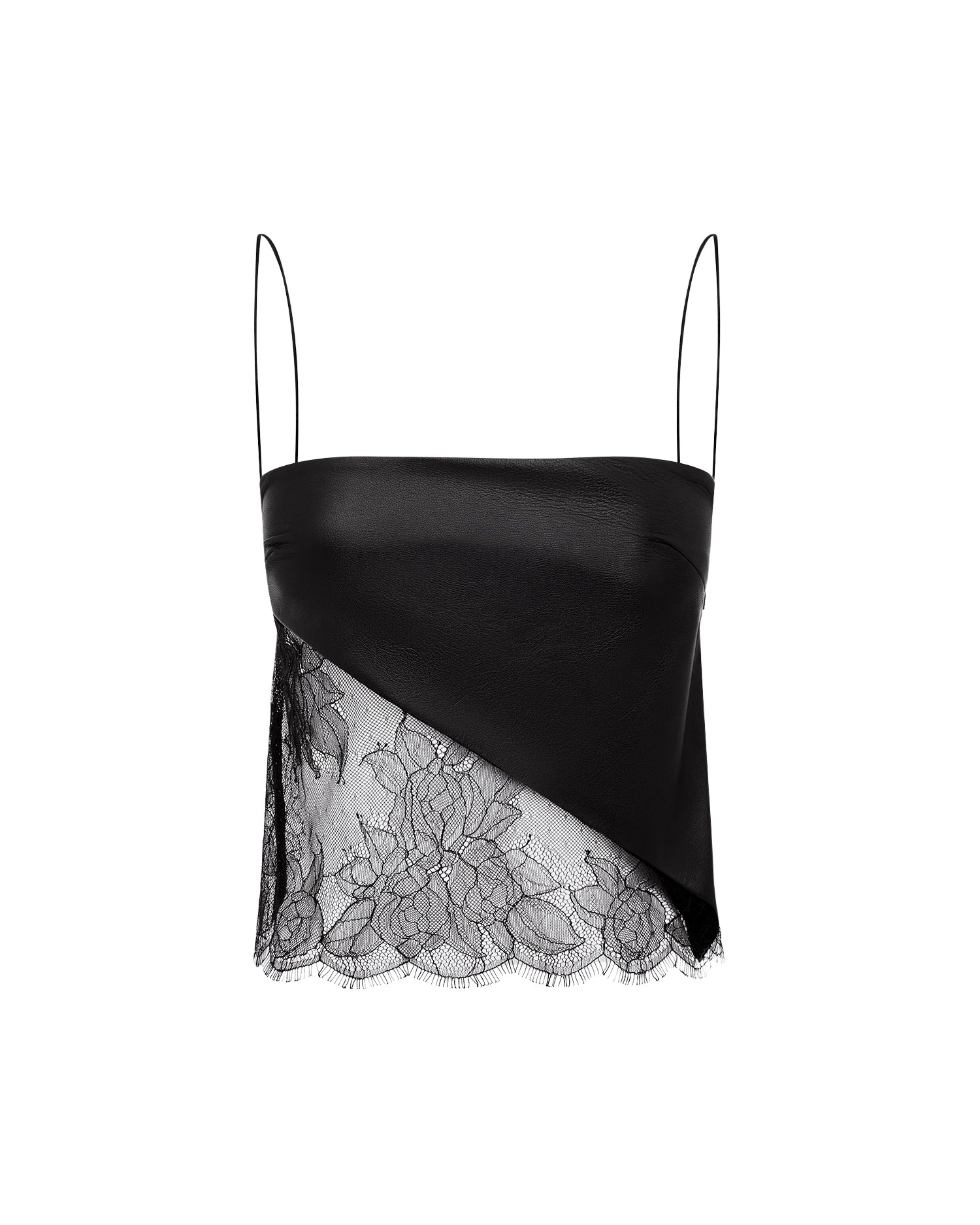 alex perry leather & lace top