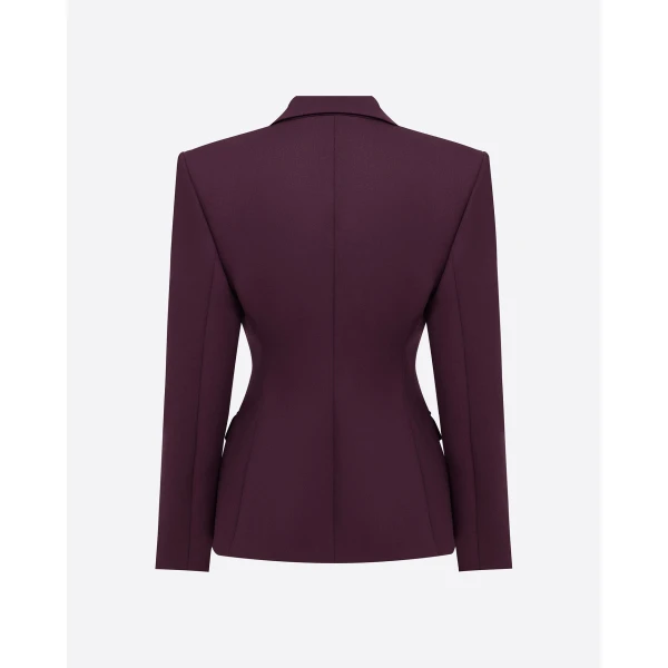 Alex Perry Double Breasted Contour Blazer in Wool Suiting, Aubergine, view 4
