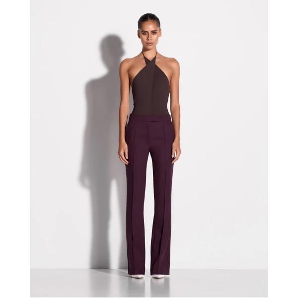 Alex Perry Flare Trouser in Wool Suiting, Aubergine, view 2