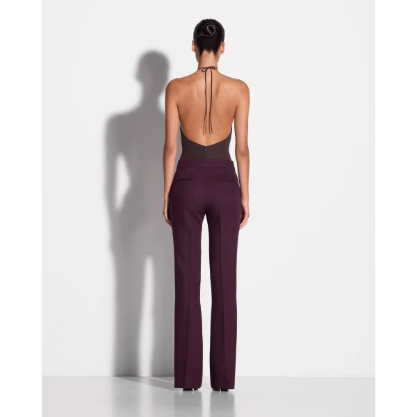 Alex Perry Flare Trouser in Wool Suiting, Aubergine, view 3