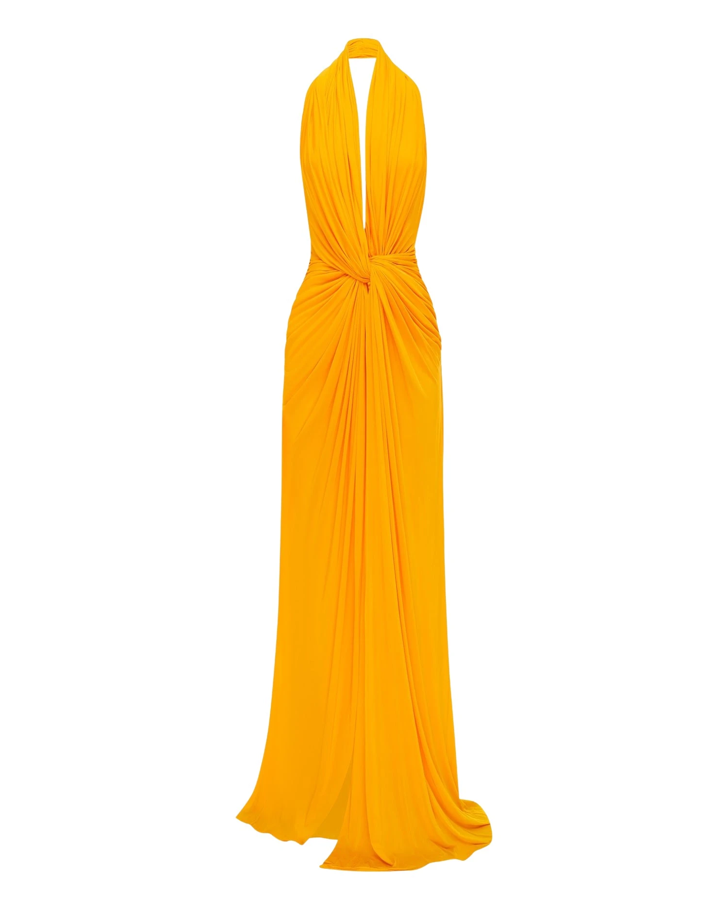 Alex Perry Halter Twist Gown in Jersey, Marigold