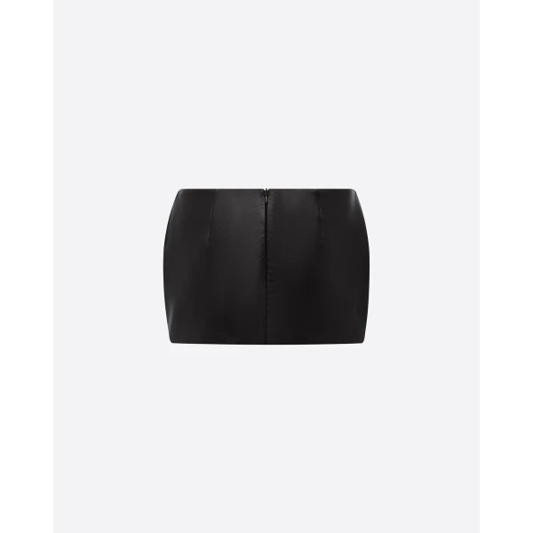 Alex Perry Low Rise Mini Skirt in Leather, Black, view 4