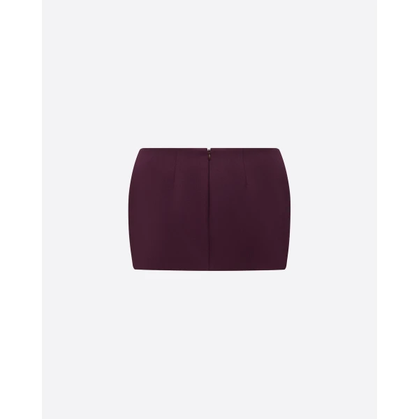 Alex Perry Low Rise Mini Skirt in Wool Suiting, Aubergine, view 4