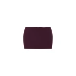Alex Perry Low Rise Mini Skirt in Wool Suiting, Aubergine