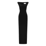 Alex Perry Off Shoulder Column in Satin Crepe, Black Dress