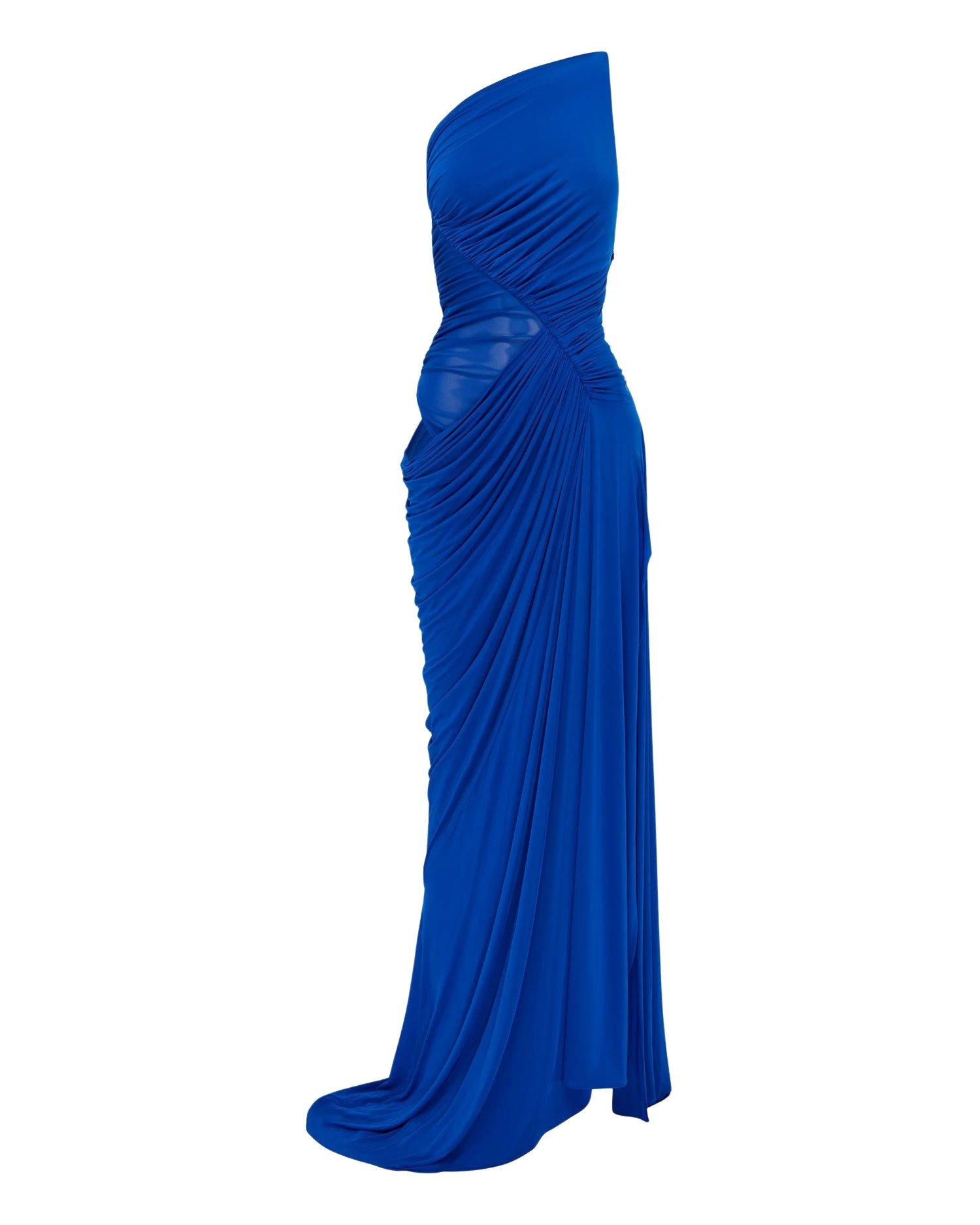 Alex Perry One Shoulder Ruched Gown in Jersey, Cobalt