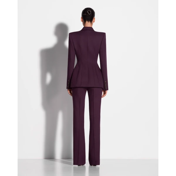 Alex Perry Single Breasted Contour Blazer in Wool Suiting, Aubergine, view 3