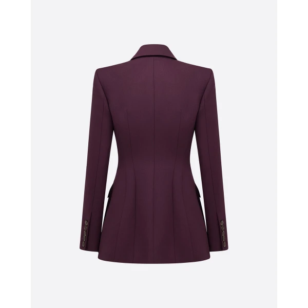 Alex Perry Single Breasted Contour Blazer in Wool Suiting, Aubergine, view 4
