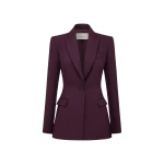 Alex Perry Single Breasted Contour Blazer in Wool Suiting, Aubergine