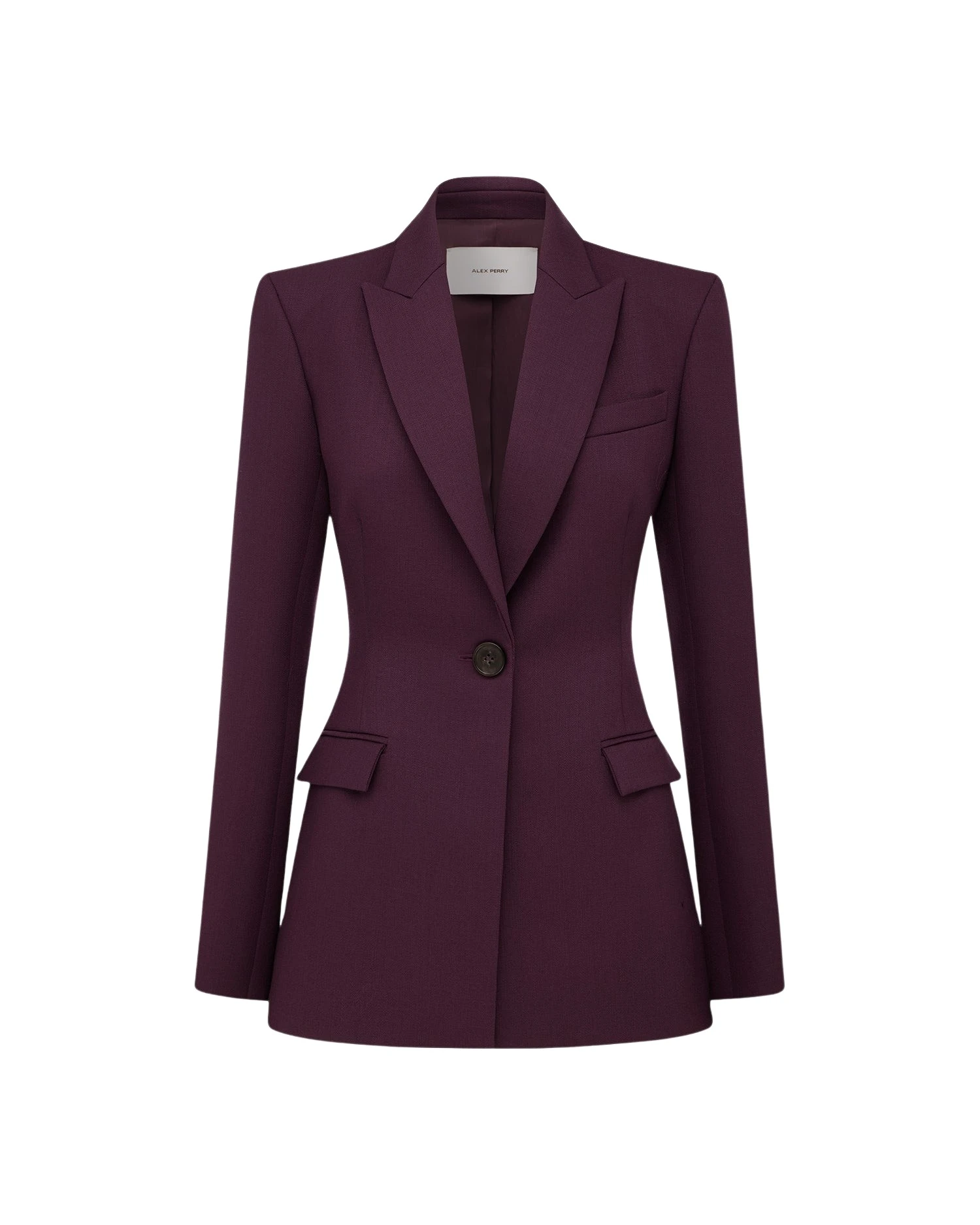 Alex Perry Single Breasted Contour Blazer in Wool Suiting, Aubergine