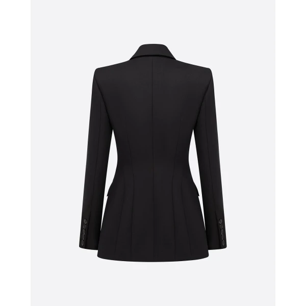 Alex Perry Single Breasted Contour Blazer in Wool Suiting, Midnight, view 4