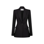 Alex Perry Single Breasted Contour Blazer in Wool Suiting, Midnight