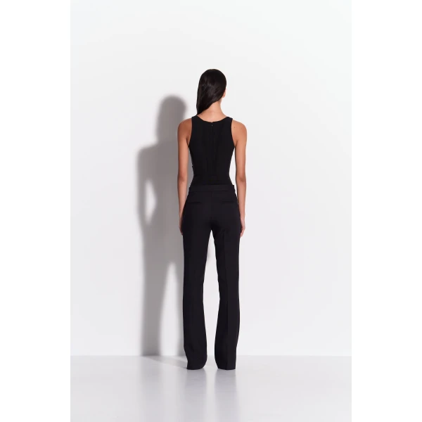 Alex Perry Singlet Bodysuit in Stretch Mesh, Black, view 3