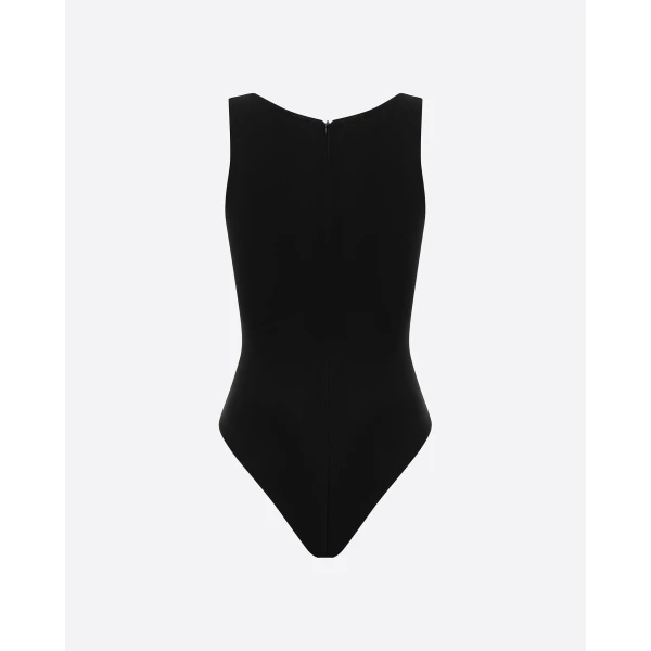 Alex Perry Singlet Bodysuit in Stretch Mesh, Black, view 4