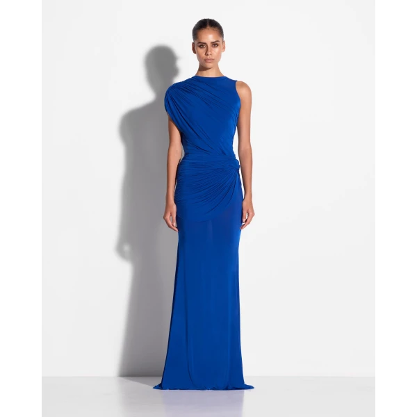 Alex Perry Sleeveless Twist Gown in Jersey, Cobalt, view 2