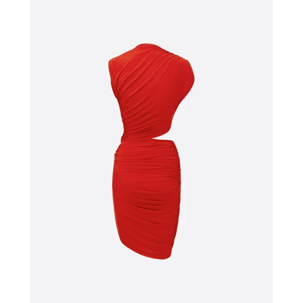 Alex Perry Sleeveless Twist Mini Dress in Jersey, Scarlet, view 4