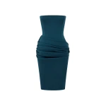 Alex Perry Strapless Dress in Stretch Crepe, Teal