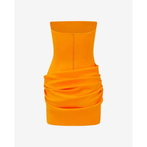 Alex Perry Strapless Mini Dress in Stretch Crepe, Orange, view 4