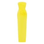 Alex Perry Strapless Tucked Column in Stretch Mesh, Yellow Dress