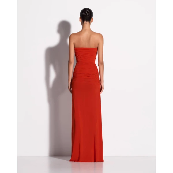 Alex Perry Strapless Twist Gown in Jersey, Scarlet, view 3