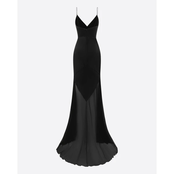 Alex Perry Tiered Bikini Gown in Silk Satin, Black, view 4