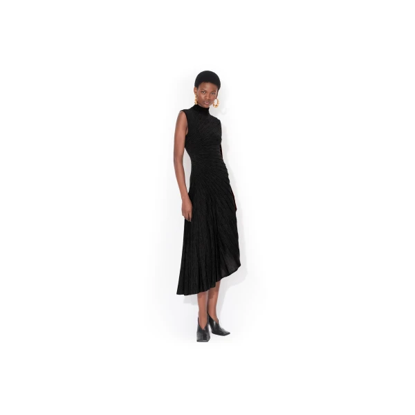 Alaïa Asymetric Wool Dress - ALAÏA Dresses - Laser Cut Luxury - Shop at Luxury Shoes 