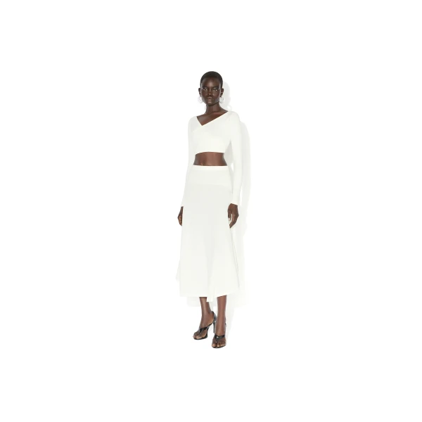 Alaia Asymmetric Cotton Crepe Skirt, view 2
